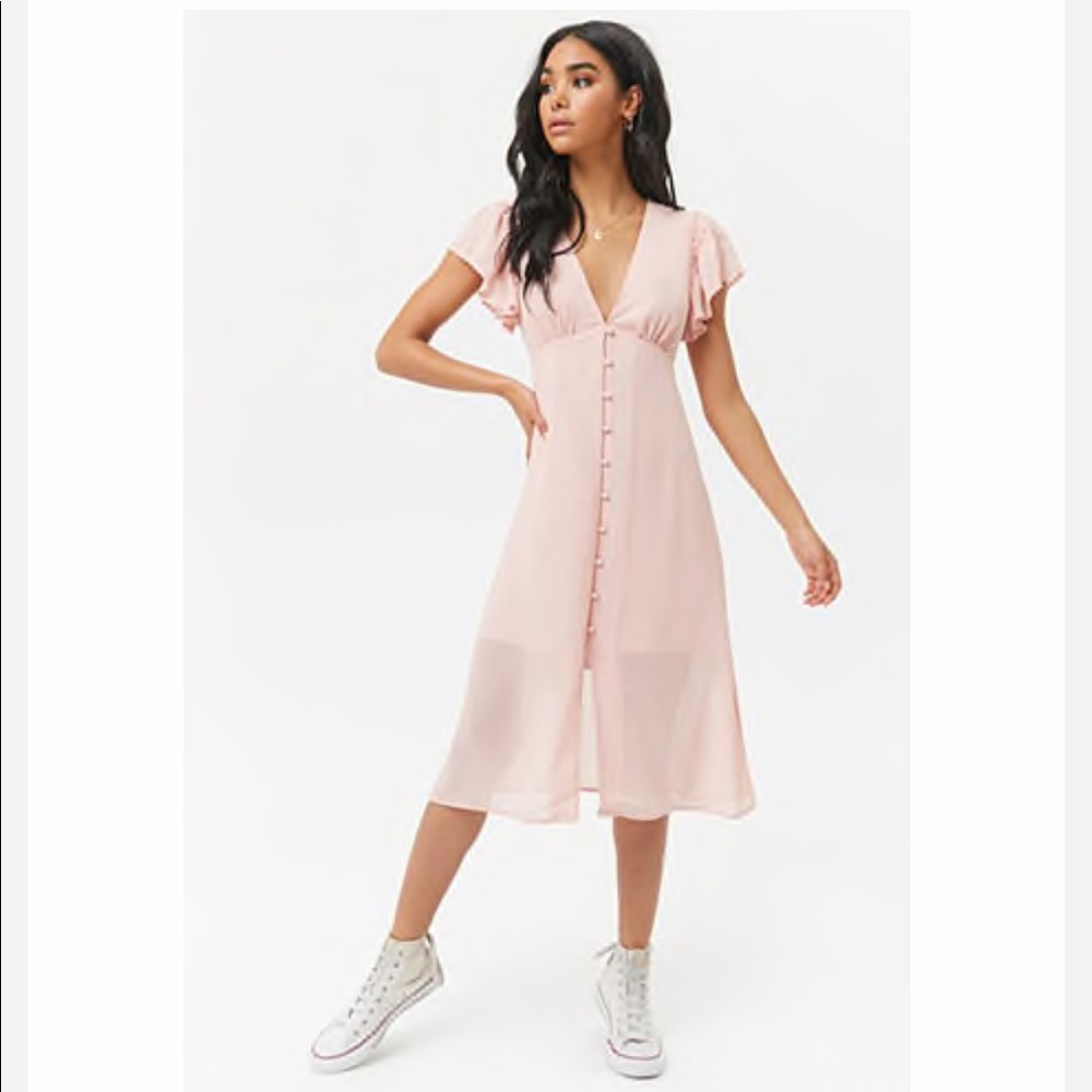 Chiffon Butterfly Sleeve Midi Dress